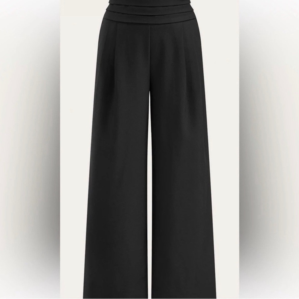 Commense Wide-Leg High-Waist Black Pants